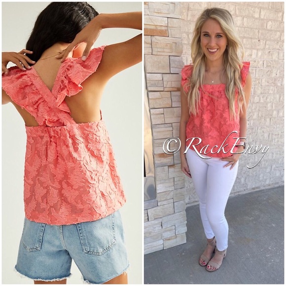 NWT ANTHROPOLOGIE AMBER RUFFLED TANK IN PINK - Picture 8 of 8